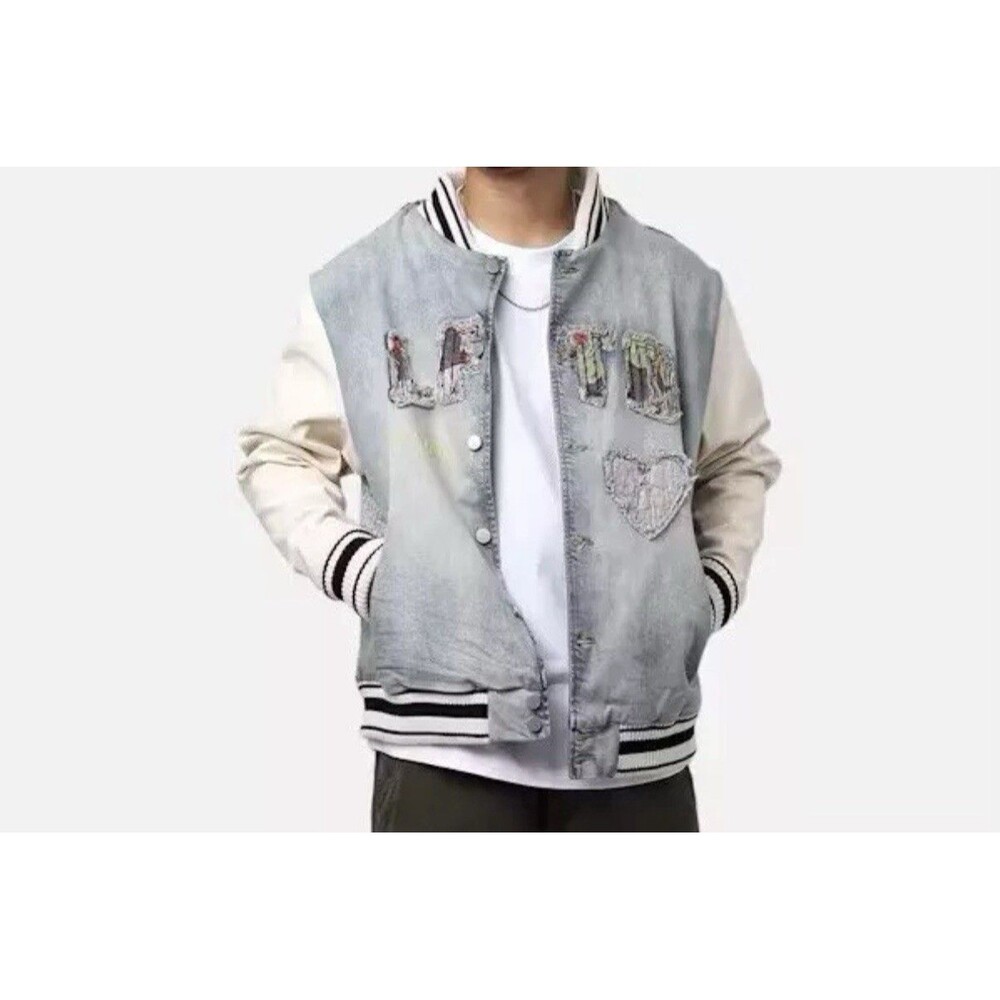 RARE Lifted Anchors MARTINA BORO DENIM VARSITY JACKET Men’s 3xl Msrp $215